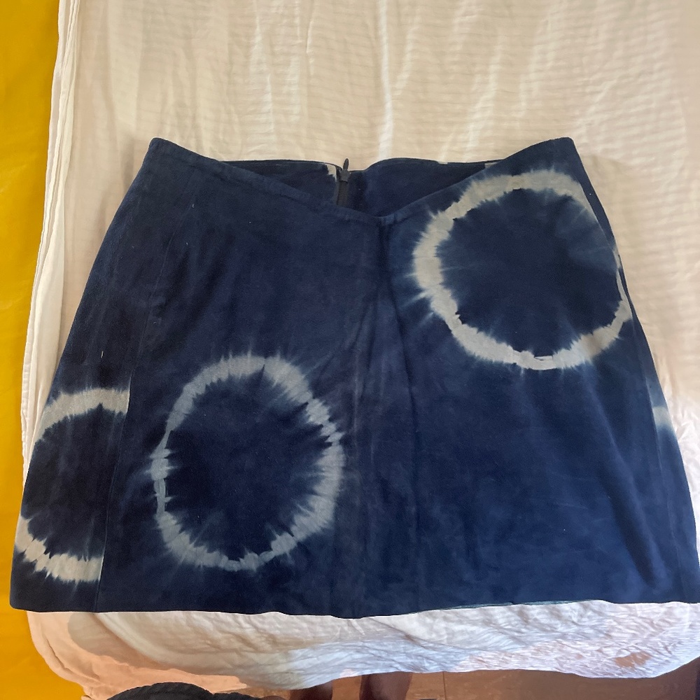 One of a kind, Blue 100 percent Leather Skirt
